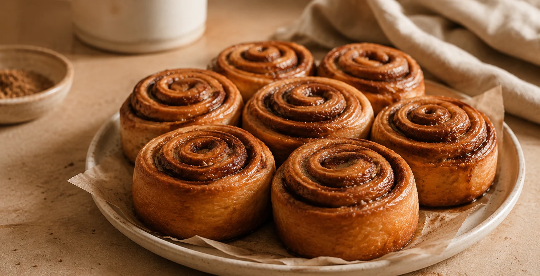 Rolls de canela recién horneados